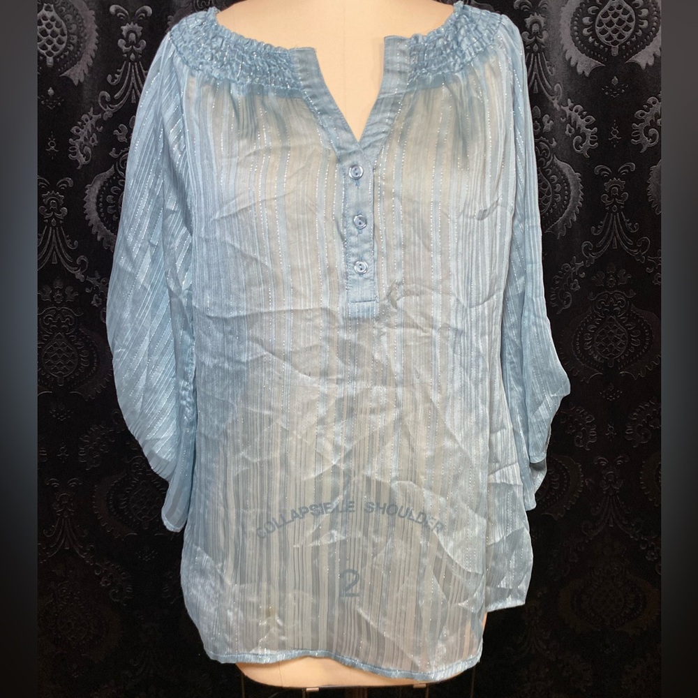 Maurices Blue Smocked Blouse with Relaxed Fit